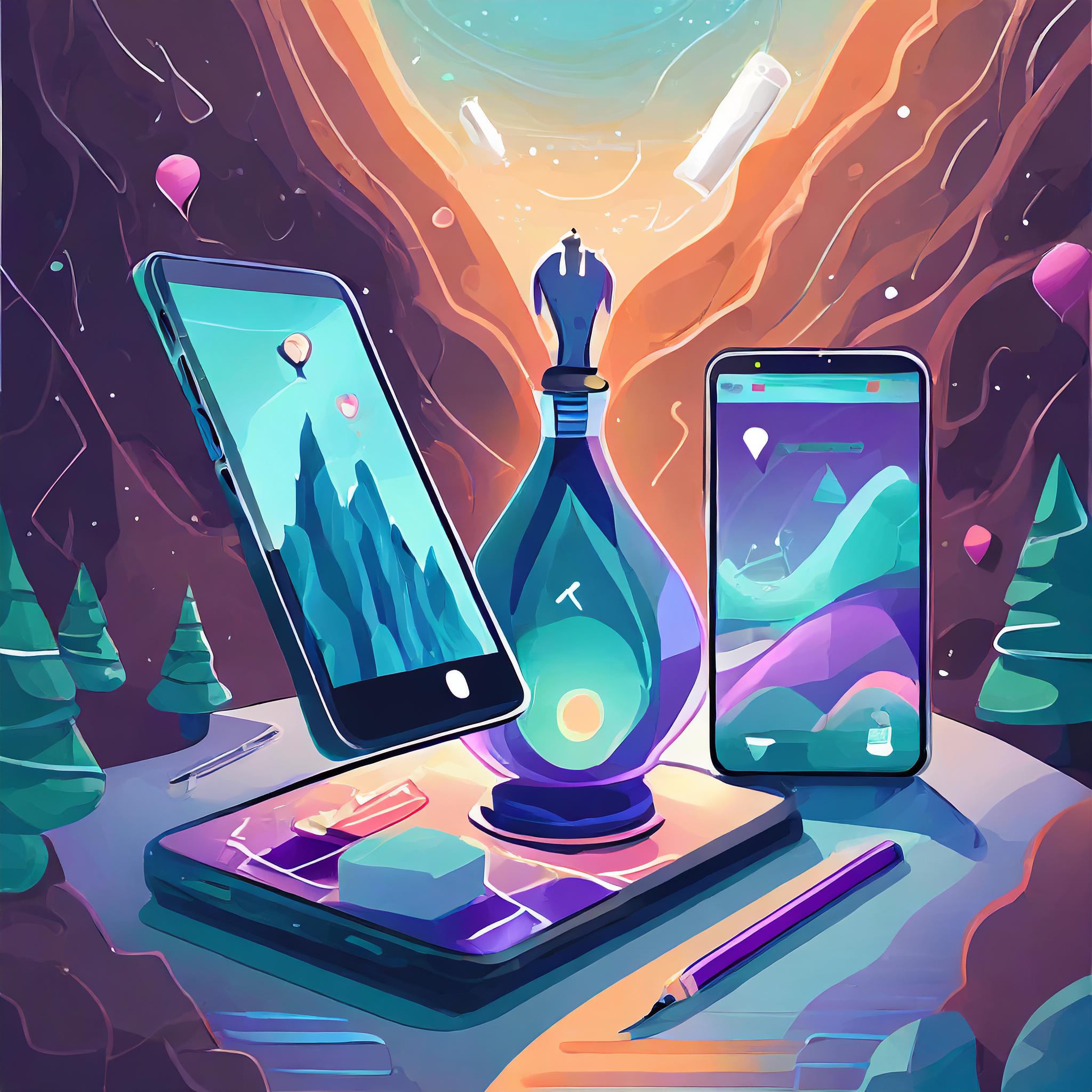 Imagem de um smartphone com um aplicativo sendo executado na tela